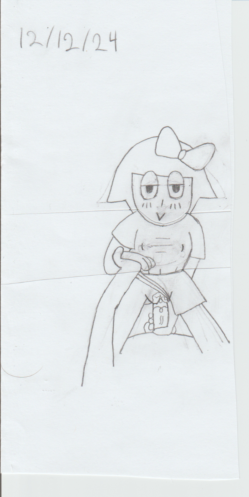 :> big_bow blush_lines clothed_female_nude_male cowgirl_position cypopps grabbing_penis half-closed_eyes holding_hand nipples_visible_through_clothing nodders pencil_(artwork) penis pussy pussy_juice_drip shorts shorts_aside t-shirt tucked_shirt vaginal_penetration youtube youtuber