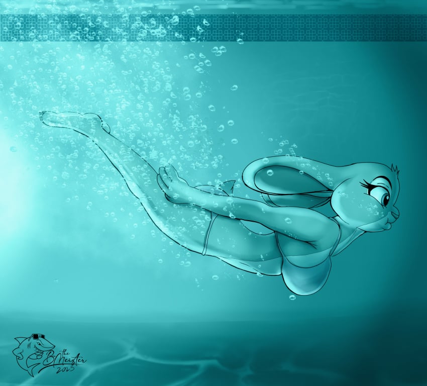 1girls bikini disney dive female judy_hopps pool solo swimming the-blub-meister underwater zootopia