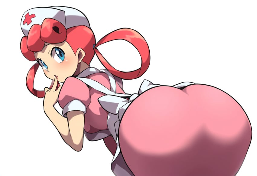 1girls ai_generated big_ass dat_ass female huge_ass large_breasts mullon novelai nurse nurse_cap nurse_joy nurse_uniform pink_hair pokemon