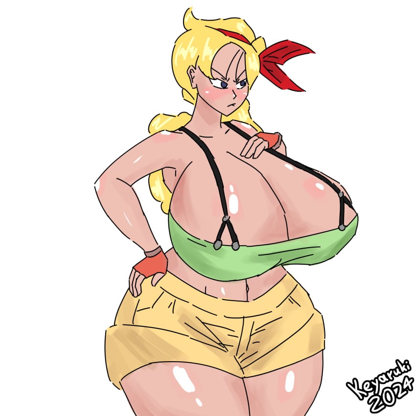 1female 1girls 2d 2d_(artwork) ass big_ass big_breasts big_hips big_thighs blonde_hair blue_hair blush boobs_bigger_than_head breasts dragon_ball dragon_ball_super dragon_ball_z female female_focus female_only flat_colors gigantic_breasts hips keyaruki launch massive_breasts shiny_skin signature simple_background simple_coloring solo solo_focus standing thick_thighs thighs twitter_link unrealistic_proportions voluptuous voluptuous_female