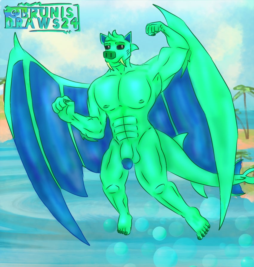 5_fingers 5_toes abs absurd_res anthro aquatic_dragon barazoku barefoot beach beach_background biceps big_pecs big_penis big_wings blue_body blue_skin breasts brunisdraws bubble claws day dragon duke_fishron ears_up fangs feet fin finger_claws fingers fish floating flying genitals gills green_body green_skin hair hi_res humanoid_feet humanoid_genitalia humanoid_hands humanoid_penis hybrid light male marine muscular muscular_anthro muscular_male mythological_creature mythological_scalie mythology nude nude_anthro nude_male palm_tree pecs penis pig_nose pigeon_toed plant plantigrade re-logic scalie sea shark shark_tail signature sky solo spread_wings sunlight tail tail_fin teeth terraria toe_claws toes tree tusks water white_eyes wings