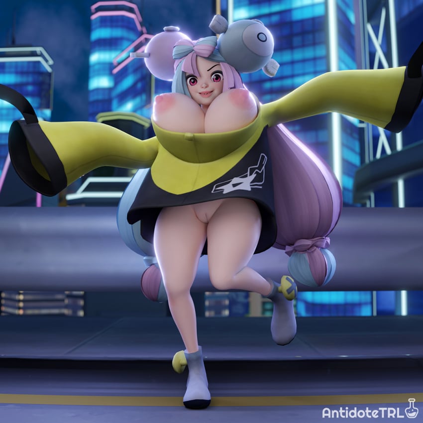 3d 3d_(artwork) antidotetrl big_breasts big_nipples dancing female female_only huge_areolae huge_breasts huge_nipples iono_(pokemon) looking_at_viewer partially_clothed pokemon pokemon_sv puffy_pussy self_upload voluptuous voluptuous_female