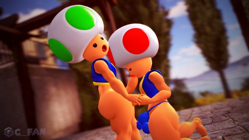 3d 3d_(artwork) big_head blowjob bulge garry's_mod gay gc_fan holding_hands male_only mario_(series) oral thong toad_(mario) toony yaoi