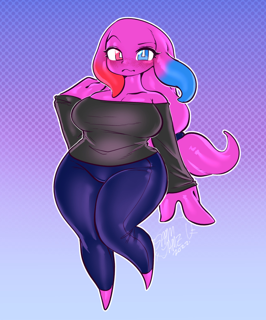 1girls 5:6 absurd_res alien alien_girl bare_shoulders big_breasts breasts clothed clothes clothing comm female female_only fully_clothed furry heterochromia hi_res hips huge_breasts humanoid invalid_tag large_breasts pink_skin pseudo_hair solo solo_female spamjamz substar thick thick_thighs thighs wide_hips