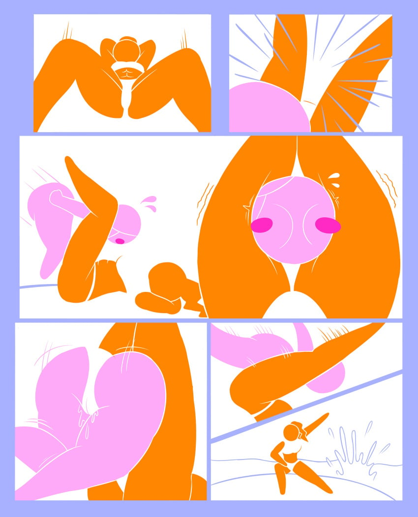 comic_page digital_drawing_(artwork) digital_media_(artwork) harvestman_here orange_(harvestman) pictogirls_(harvestman) pictogram pink_(harvestman) simple_background stick_figure stickman white_background wrestling yuri