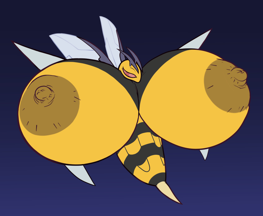 absurd_res antennae_(anatomy) areola arthropod bee beedrill big_areola big_breasts breasts busty_feral female feral feral_only hi_res huge_breasts hymenopteran hyper hyper_breasts insect_wings insects leptail mega_beedrill mega_evolution nintendo nipples pokémon_(species) pokemon solo video_games what wings yellow_body yellow_nipples