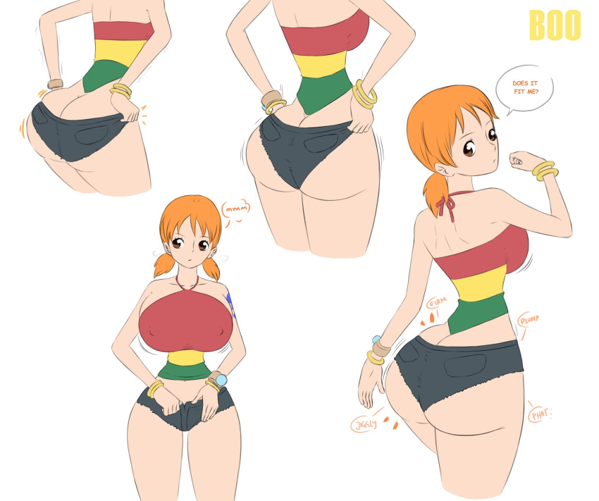 1girls ass big_ass big_breasts big_butt biggies00 booty_shorts bubble_ass bubble_butt butt curvy curvy_figure dat_ass fat_ass female female_only large_ass large_breasts minishorts nami one_piece one_piece_film_strong_world orange_hair short_hair shorts slim_waist solo solo_female thick thick_ass voluptuous