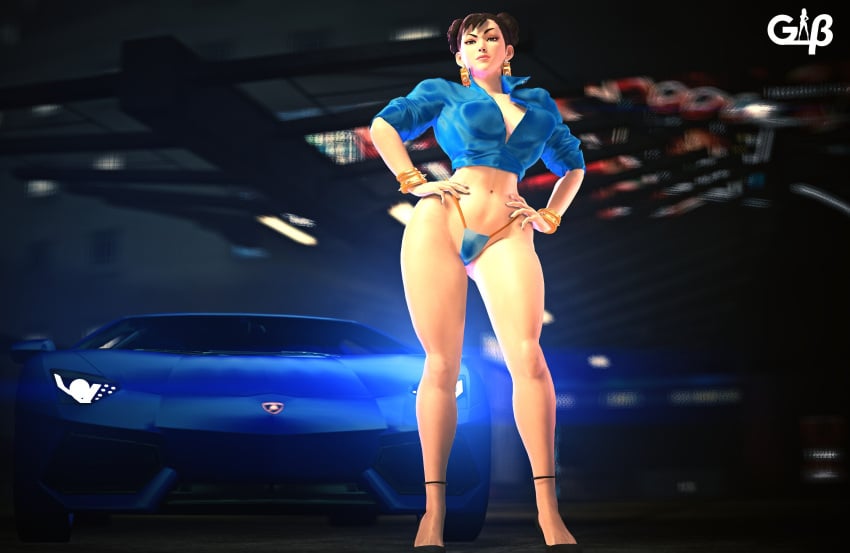 1girls 3d abs blender capcom chun-li chun-li_(cover_girl) female female_only generalbutch lamborghini muscles muscular muscular_female posing solo street_fighter street_fighter_v toned toned_female