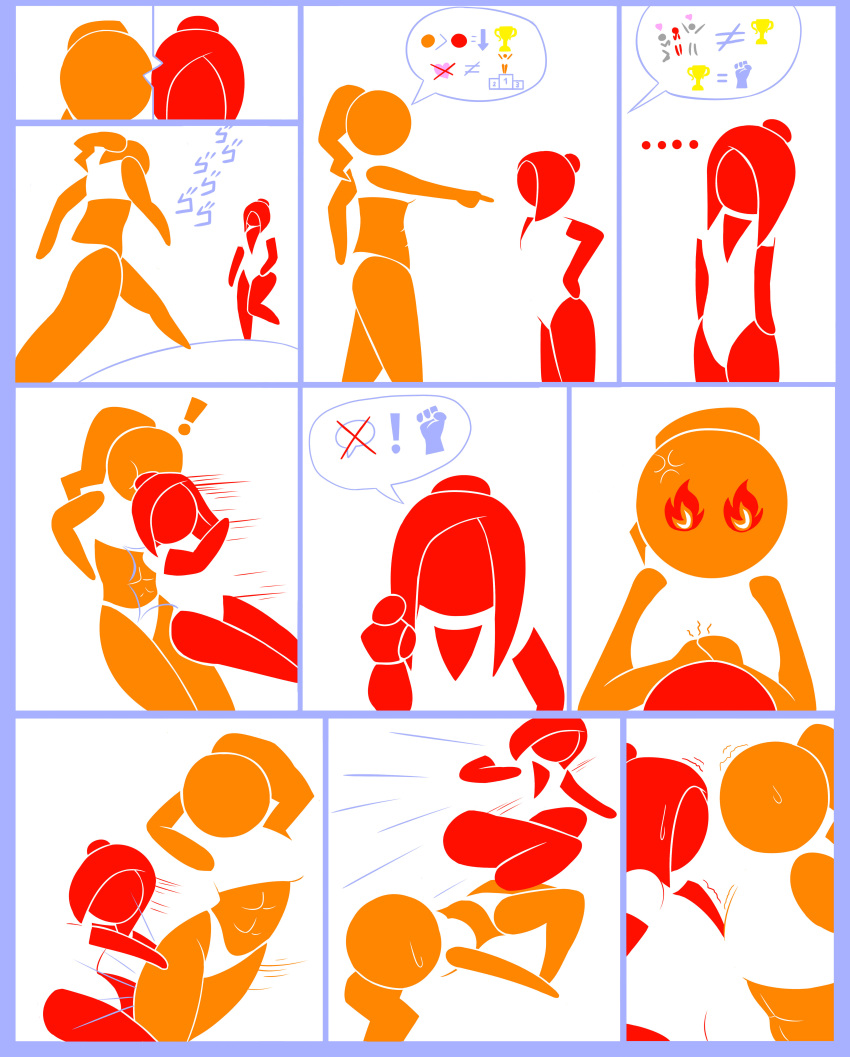 comic_page digital_drawing_(artwork) digital_media_(artwork) harvestman_here jojo_reference keijo oh_you're_approaching_me orange_(harvestman) pictogirls_(harvestman) pictogram red_(harvestman) stick_figure stickman