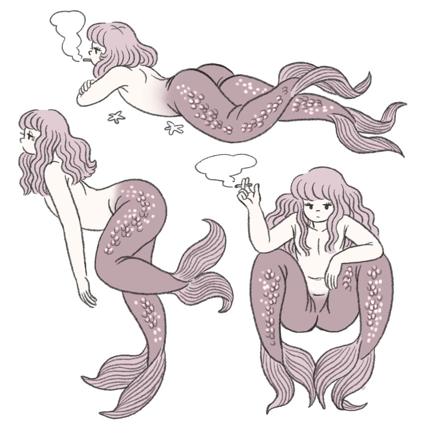 ass butt cigarette mermaid mermaid_girl panoramango smoking smoking_cigarette