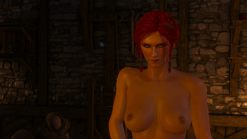 1girls 3d nude nude_female nude_mod red_hair screencap the_witcher_(series) the_witcher_3:_wild_hunt triss_merigold upper_body witchwandamaximoff