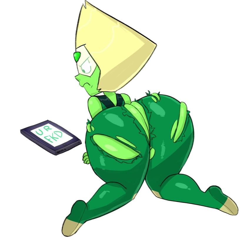 1girls angry ass ass_expansion ass_focus big_ass blonde_hair cartoon_network clothing female gem_(species) green_body green_skin guillion_(toshkarts) huge_ass peridot_(steven_universe) ripped_clothing ripped_pants size_expansion solo solo_female steven_universe tagme thick_thighs wide_hips