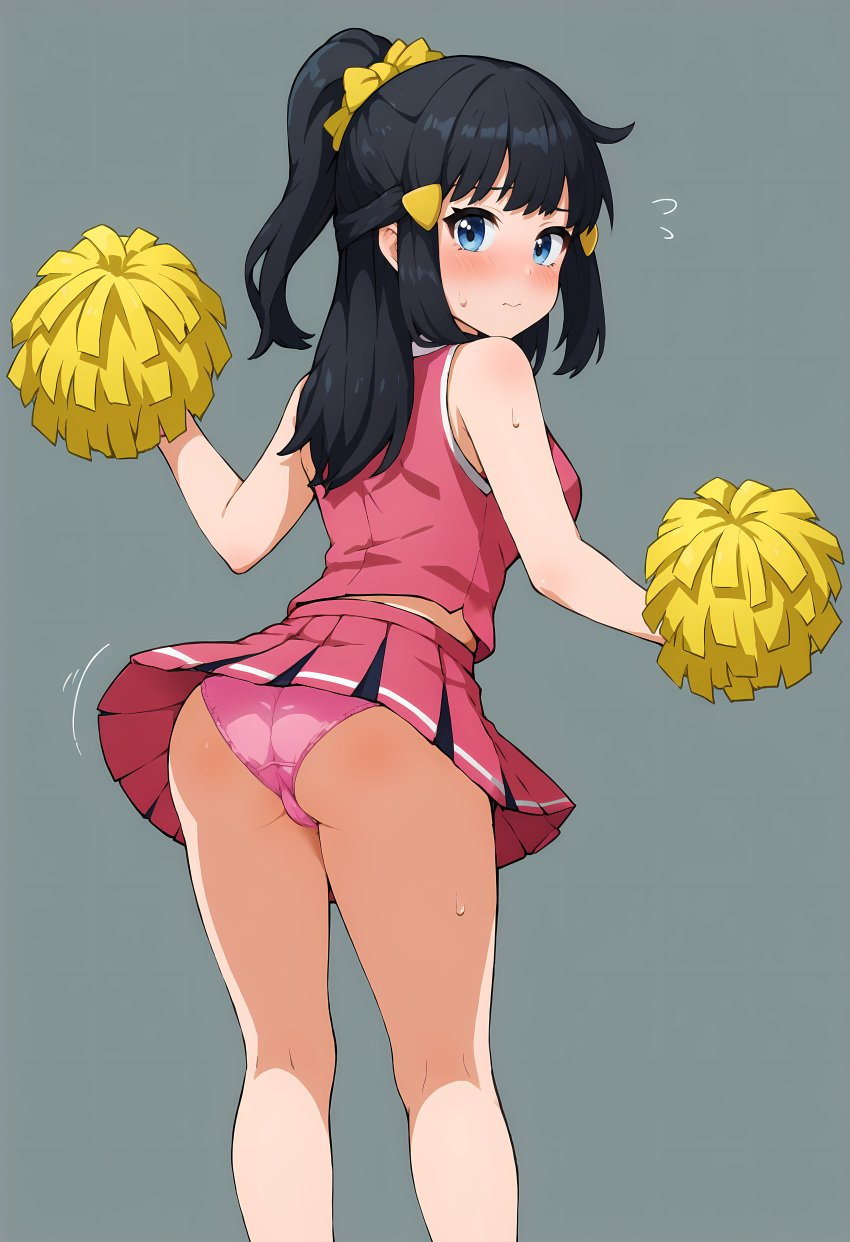 2d ai_generated cheerleader cheerleader_uniform dawn_(pokemon) hair_clip hair_clips pokemon shiroppo