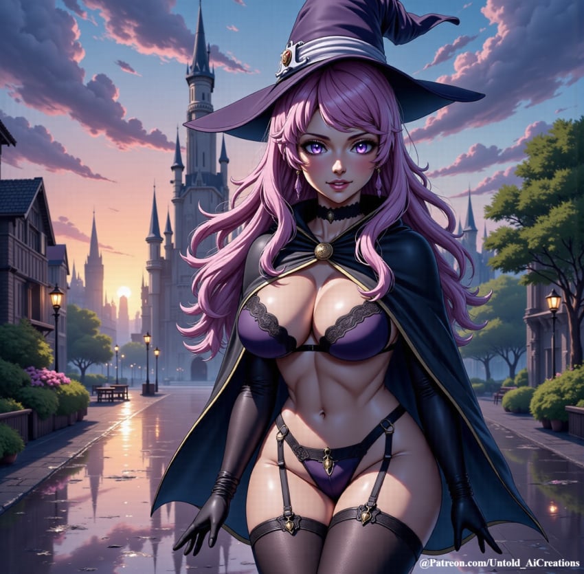 1girls ai_generated black_clover cleavage clothing female female_only long_hair looking_at_viewer no_sex not_porn pink_hair safe underwear untoldaicreations untoldcreate vanessa_enoteca