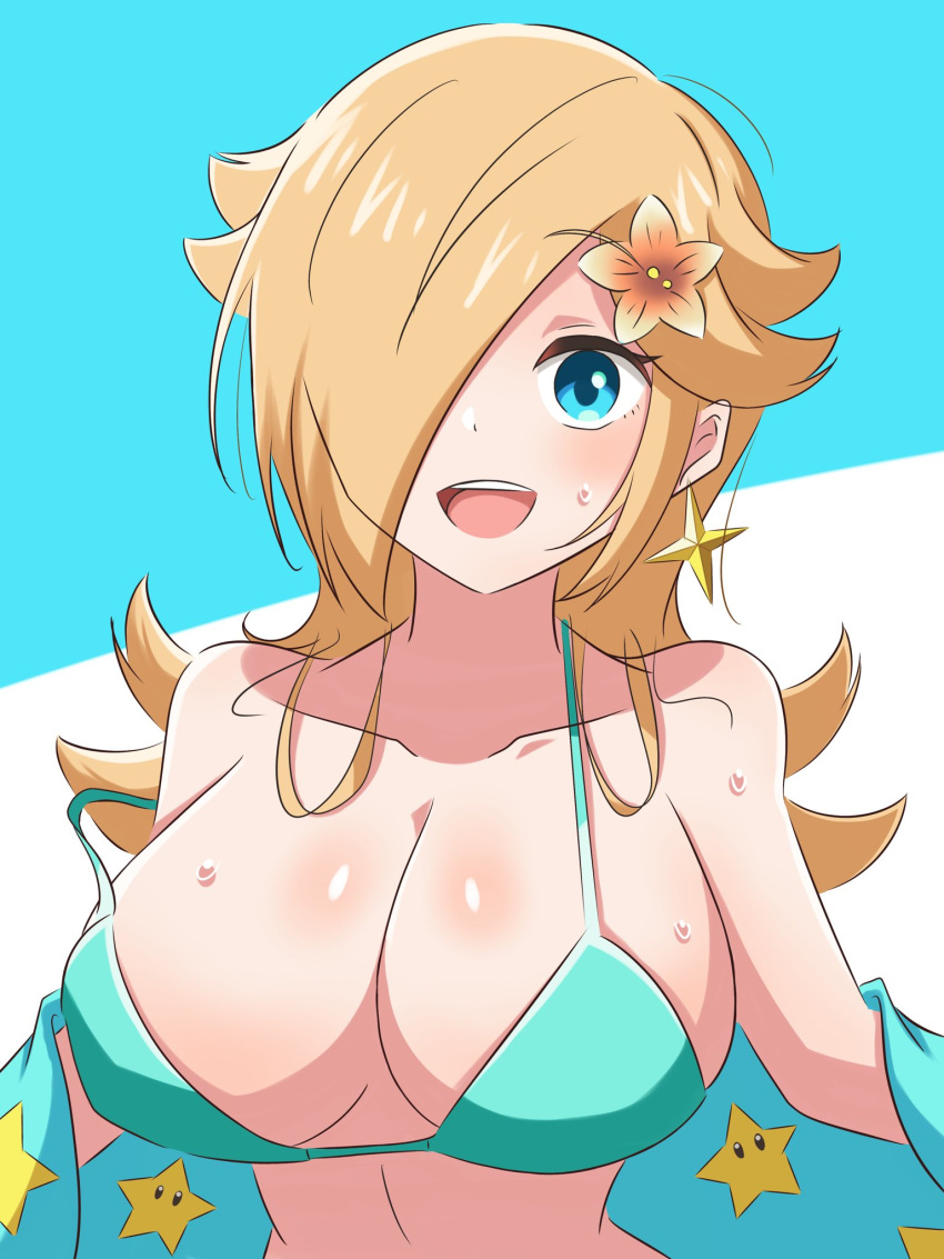 1girls big_breasts clothing female mario_(series) mario_kart mario_kart_tour nintendo princess_rosalina undressing yassrosalina