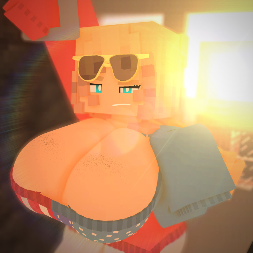 1:1 3d america american american_flag cuteskyler gigantic_breasts glasses huge_breasts hyper hyper_breasts massive_breasts merica_(cuteskyler) minecraft subway sweater tagme