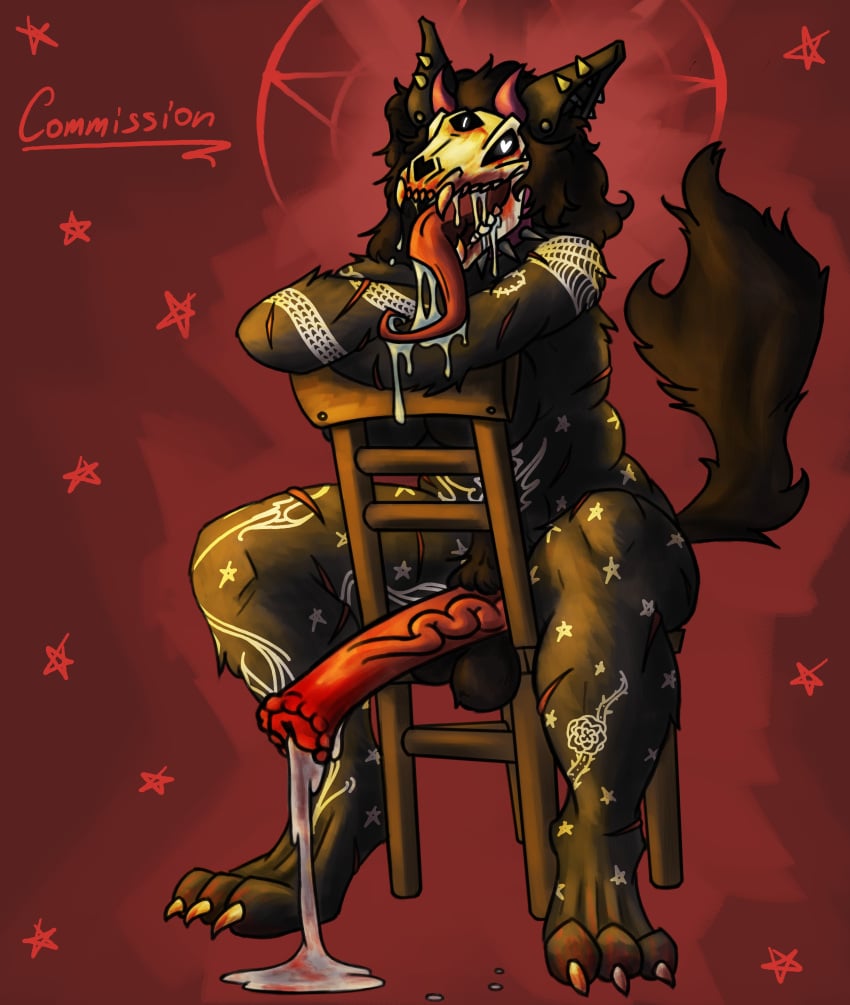 anthro balls blood blood_on_face cock commission commission_art cum cumshot dick dickgirl feral furry furry_balls furry_ears furry_female furry_only furry_tail futa_only futanari genitals horse_penis horsecock horsecock_dildo horsecock_futanari huge_cock intersex oc penis saliva scars skull skull_head solo solo_futa sperm tongue tongue_out