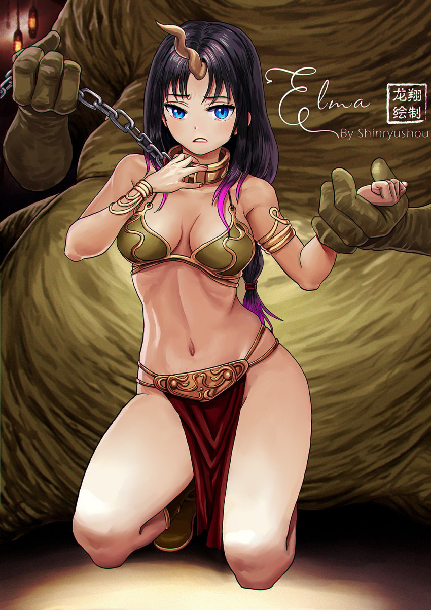 after_sex artist_request belly_dancer belly_dancer_outfit bondage bound captive captivity chains cleavage collar elma_(dragon_maid) female femsub gold_bikini harem_girl harem_outfit implied_sex jabba_the_hutt leash leash_and_collar leash_pull loincloth metal_collar miss_kobayashi's_dragon_maid pelvic_curtain restrained revealing_clothes skimpy_clothes slave slave_bikini slave_collar slave_leia_(cosplay) slave_outfit slavegirl strangling unknown_artist wince wrist_grab