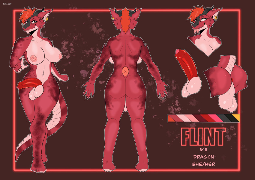 anthro character_sheet dickgirl dragon furry futa_sans_pussy futanari original_character perineal_raphe perineum red_body reference_sheet solo soskyee source_request tagme