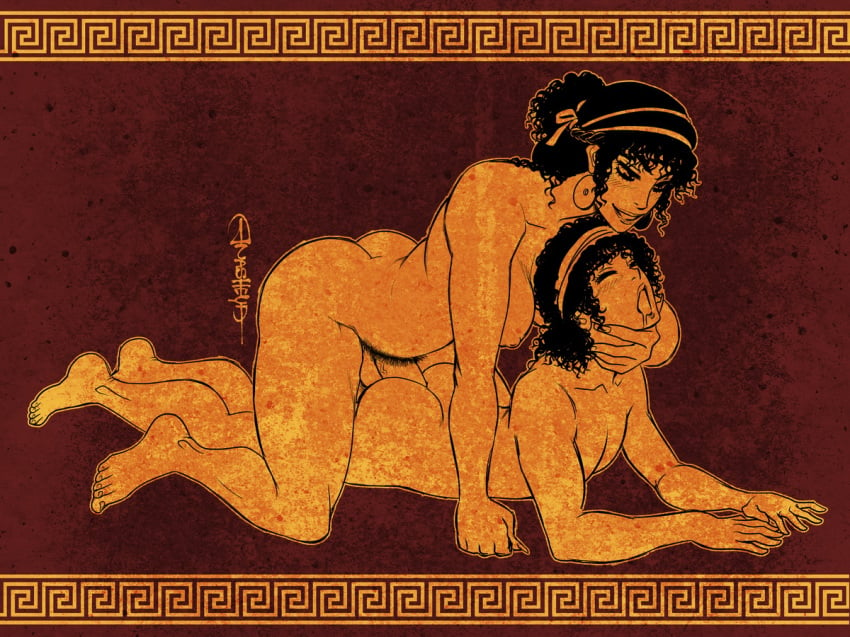 1boy 1futa anal anal_sex anasheya balls barefoot breasts closed_eyes deity dickgirl dionysus earrings european_mythology feet femboy fine_art_parody futa_on_male futadom futanari greek_mythology greek_pottery hair_ornament hairband hedora intersex male male_penetrated malesub mythology nipples nude nysa penis pubic_hair public_domain red-figure_pottery sex testicles toes veiny_penis