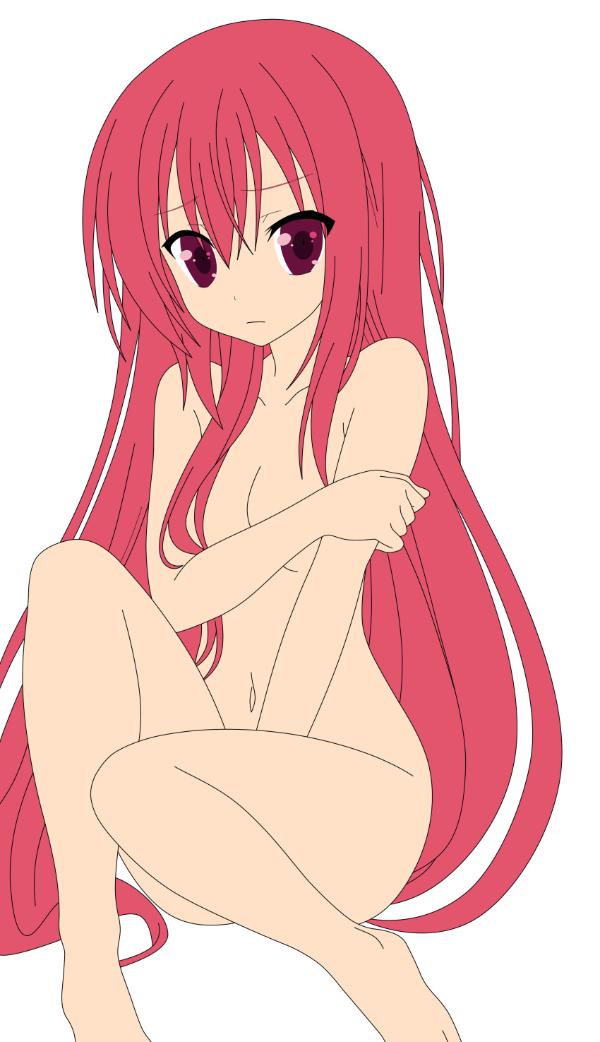 claire_rouge female highres hips legs long_hair navel nude open_mouth photoshop red_hair seirei_tsukai_no_blade_dance thighs vector_trace