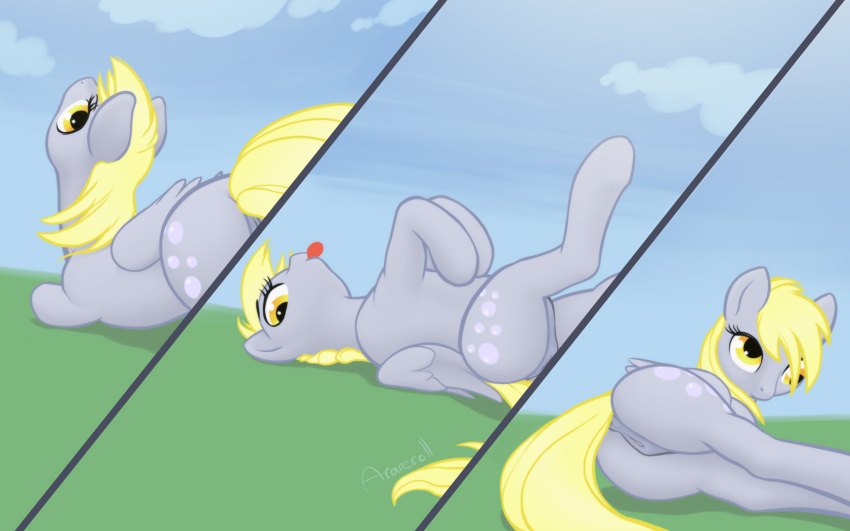 2013 amber_eyes anus arareroll ass blonde_hair cute cutie_mark derp derpy_hooves equine female feral friendship_is_magic hair horse my_little_pony pegasus pony pussy solo wings