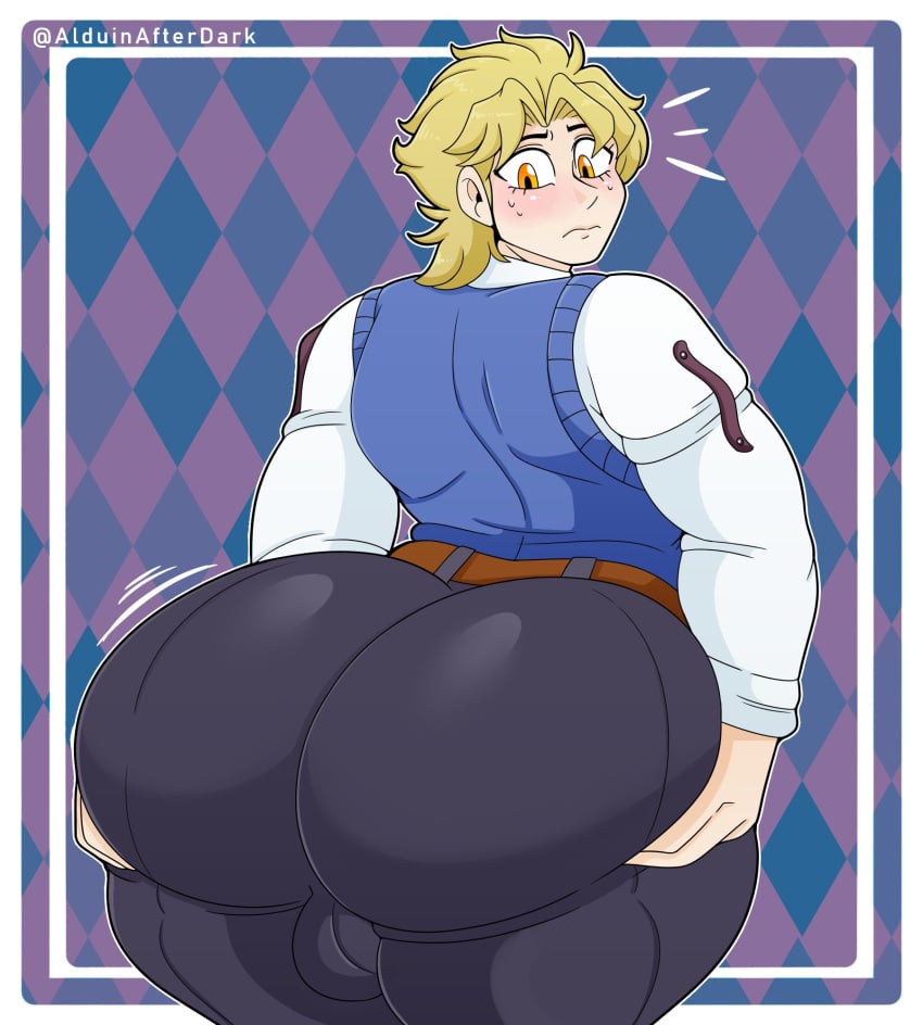 1boy alduinafterdark alduingijinka ambush_(trap) ass backsack bara barazoku big_ass big_butt blonde_hair blush dio_brando fat_ass fat_butt femboy fully_clothed gay holding_ass huge_ass huge_butt jojo's_bizarre_adventure male male_only phantom_blood shounen_jump solo thick_ass thick_thighs yaoi yellow_eyes