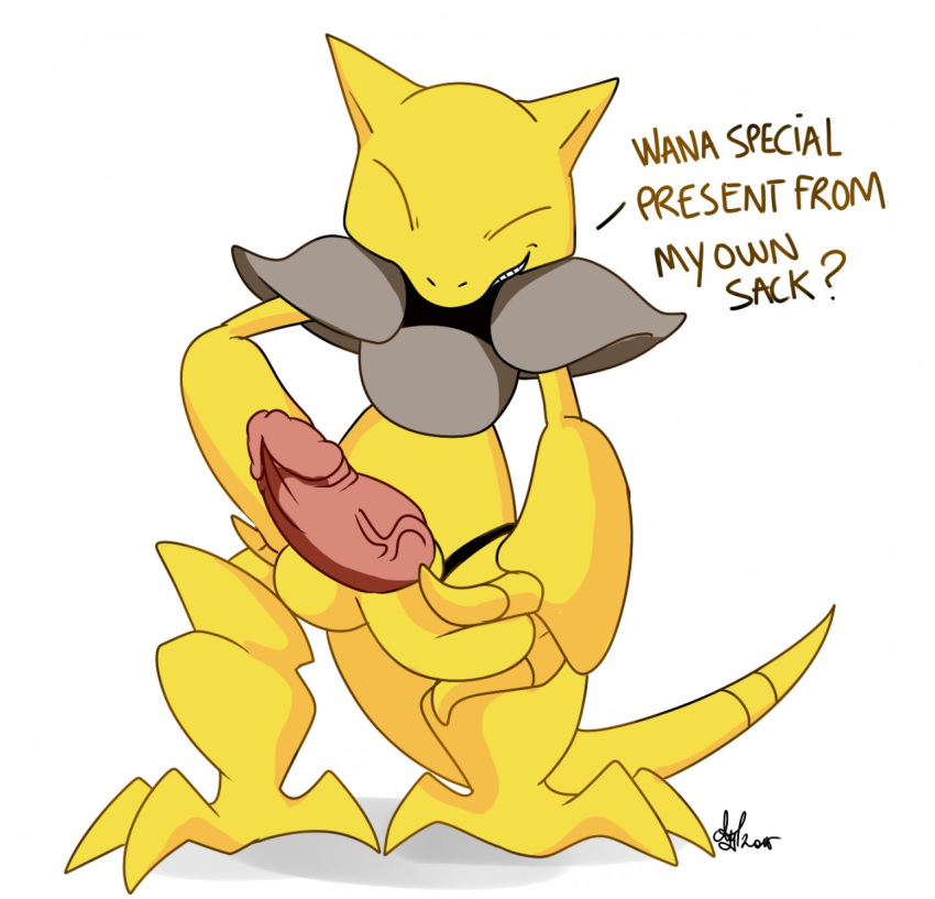 2015 abra anthro closed_eyes english_text furry grin large_penis nelsonnoir nintendo penis pokemon pokemon_rgby