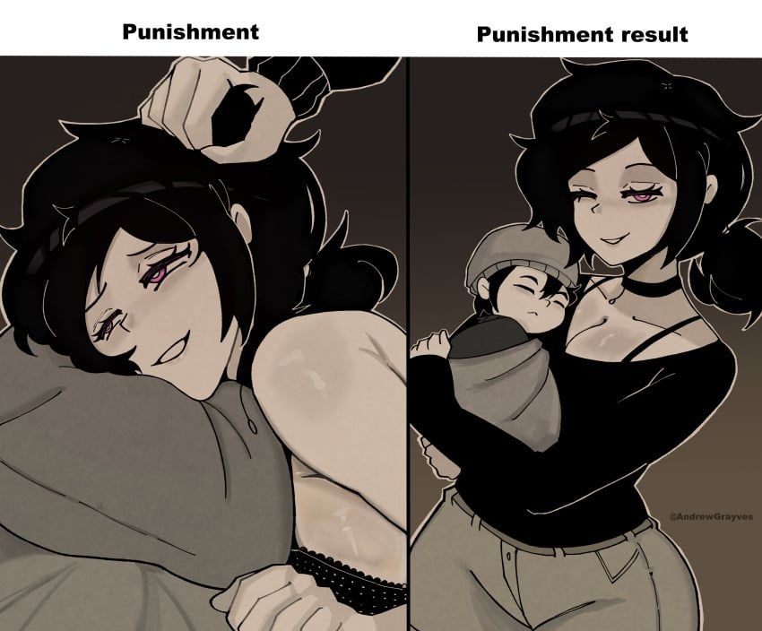 1boy 1girls 2d andrew_graves andrewgrayves ashley_graves before_and_after black_hair breasts brother_and_sister choker english_text female goth goth_girl hair_grab holding_hair human human_female human_penetrated implied_sex inbreeding incest incest_impregnation loving_it male pink_eyes pleasure_face ponytail rough_sex sex siblings straight the_coffin_of_andy_and_leyley