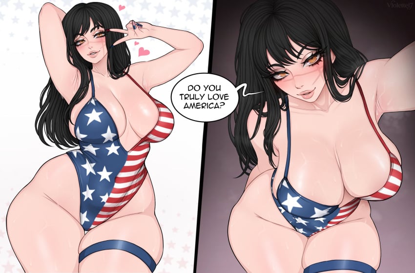 american_flag_bikini armpits arms_up big_ass big_boobs big_breasts big_butt big_thighs black_hair chainsaw_man curvy light-skinned_female light_skin long_hair looking_at_another looking_at_viewer looking_pleasured looking_up nail_polish nails nails_painted scar scar_on_face solo solo_female solo_focus standing steam steaming_body steamy_breath sweat sweatdrop sweating sweaty sweaty_ass sweaty_body sweaty_breasts tagme text text_bubble thick thick_ass thick_butt thick_hips thick_legs thick_tail thick_thighs v1olette17 v_sign vo1ette voluptuous yellow_eyes yoru_(chainsaw_man)