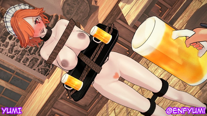 1girls 3d angry artist_name beer blush bondage breasts collar completely_nude embarrassed embarrassed_nude_female enf female female_focus female_pubic_hair femsub fire_emblem fire_emblem:_three_houses heavy_blush higher_resolution_duplicate humiliation kronya_(fire_emblem) large_breasts maid maid_headdress nintendo nude nude_female one_eye_obstructed orange_hair pale-skinned_female pale_skin pov pubic_hair pussy red_eyes restrained rope slave story_at_source tattoo tray uncensored waitress yumi_(artist) yumi_enf