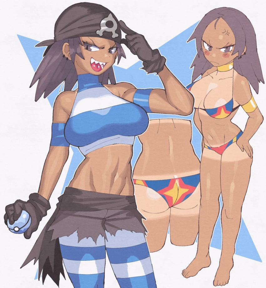1girls ass bandana big_ass big_breasts big_butt black_eyes breasts bubble_ass bubble_butt dark-skinned_female dark_skin embarrassed female inkerton-kun inkuusan large_ass large_breasts large_butt nintendo npc_trainer open_mouth pokemon pokemon_grunt pokemon_oras sharp_teeth sleeveless smile smug tan tanline team_aqua team_aqua_grunt team_aqua_grunt_(female) team_aqua_grunt_(pokemon_oras)