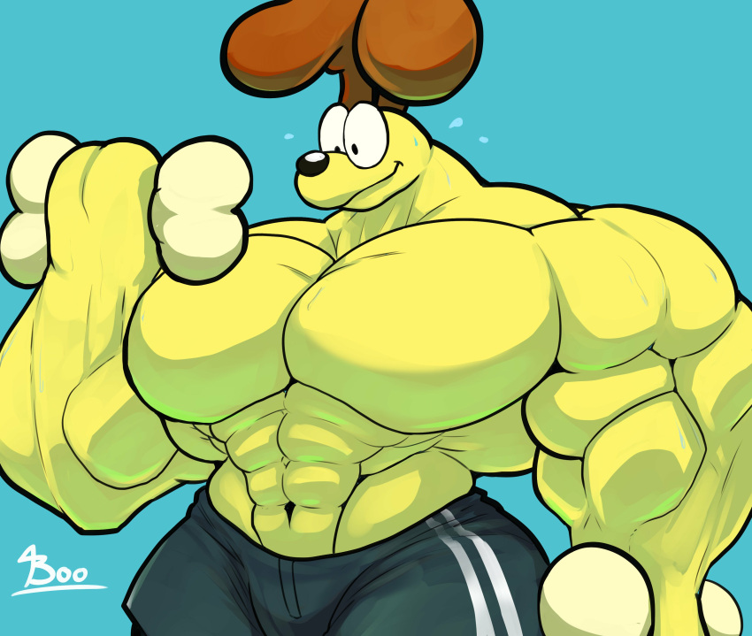 bone canine fur garfield_(series) huge_muscles lifting male muscles muscular_male odie thick_thighs usual_boo wide_hips