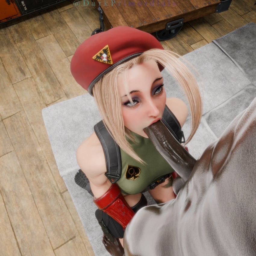 3d 3d_(artwork) 3d_animation 3d_model blender blender3d blender_(artwork) blonde_female blonde_hair blowjob blowjob_face blowjob_gesture blowjob_only blue_eyes british british_female cammy_white cammy_white_(street_fighter_6) capcom dark-skinned_male dark_skin darkprimordials eyes_open eyes_up interracial long_dick on_knees qos street_fighter street_fighter_6
