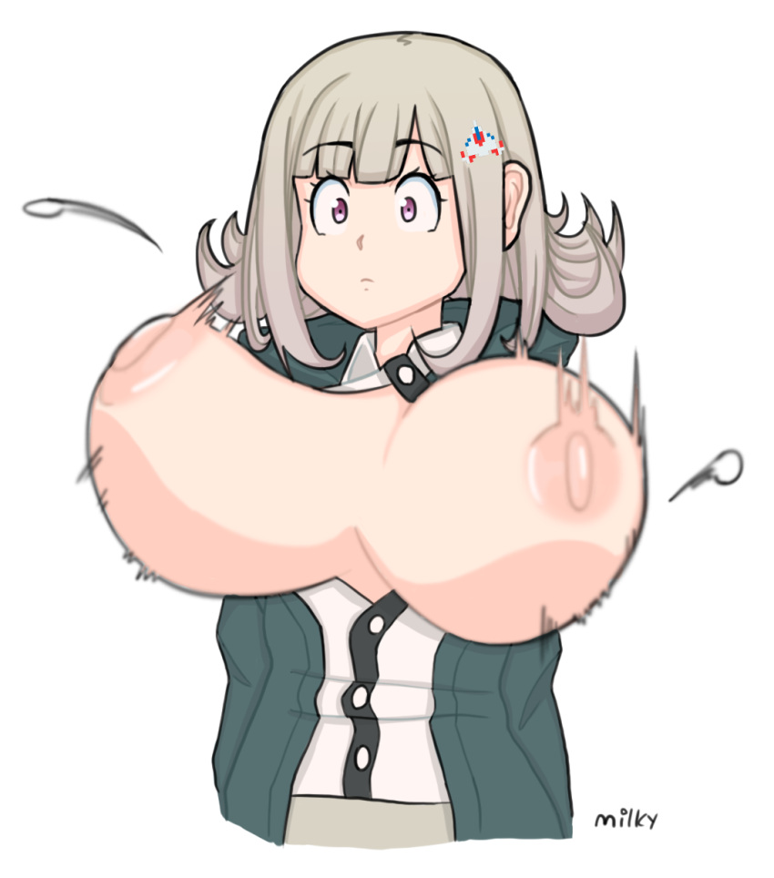 accidental_exposure breasts danganronpa danganronpa_2:_goodbye_despair exposed_breasts large_breasts milkyshake99 nanami_chiaki straight_hair wardrobe_malfunction