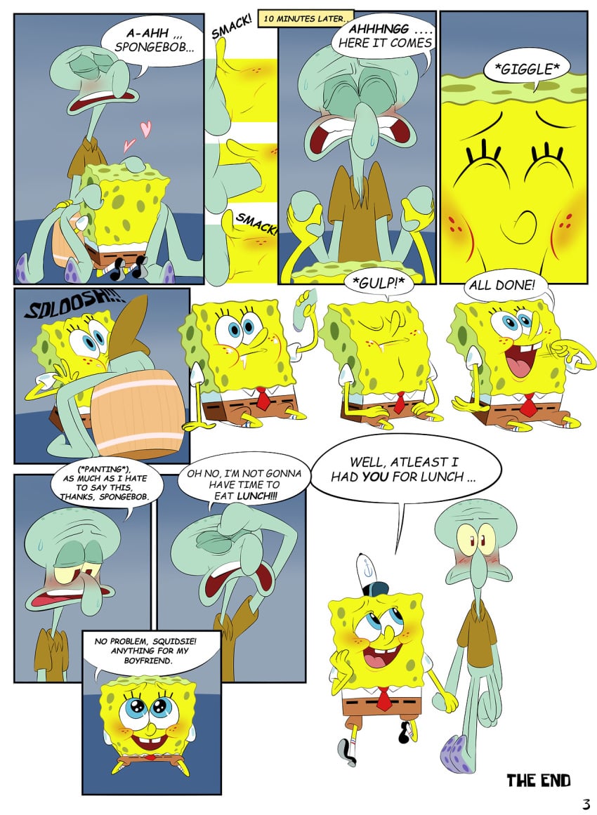 2020 2boys cephalopod comic cum gay holding_hands male male_only nickelodeon octopodiform octopus oral oral_sex orgasm sea_sponge smooth_skin spongebob_squarepants spongebob_squarepants_(character) squidward_tentacles wholesome_sex yece