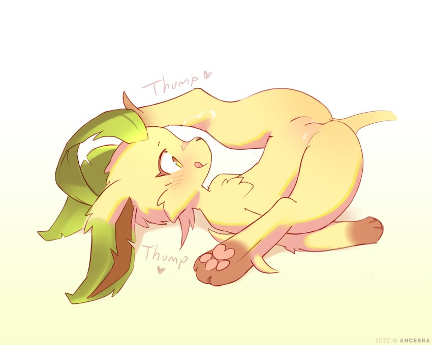 ancesra blush feet female female_only foot_fetish leafeon moss_(ancesra) pokemon zoophilia