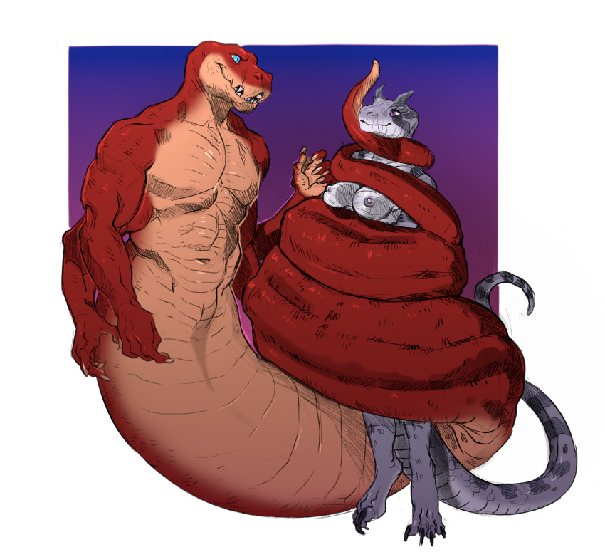 absurd_res anthro apode asphyxiation binding bondage bound breasts coiling constriction crius draconcopode duo female hi_res horn intricatevision legless male male/female multi_arm multi_limb multi_pec muscular naga nipples ostarn quija reptile scalie serpentine size_difference snake strangling viper_(species)