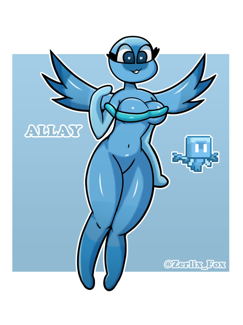 <3 <3_eyes 2022 2d_(artwork) 3:4 3_fingers :3 :3c allay_(minecraft) angel anthro arched_back athletic bedroom_eyes bent_arm biped blue_body border breasts butt curvy_figure cute_fangs digital_media_(artwork) digitigrade english_text eyelashes eyeliner female fingers grin hand_on_butt hand_on_hip hanging_breasts hi_res love makeup mammal microsoft minecraft mob_vote mojang mostly_nude narrowed_eyes not_furry nude nude_female official_art open_mouth open_smile pixel_art seductive signature simple_background small_waist smile solo standing straight_legs teeth text thick_eyelashes thick_thighs thin_eyebrows toothy_grin two_tone_wings video_games wide_eyed wide_hips wings xbox_game_studios zerlix_fox