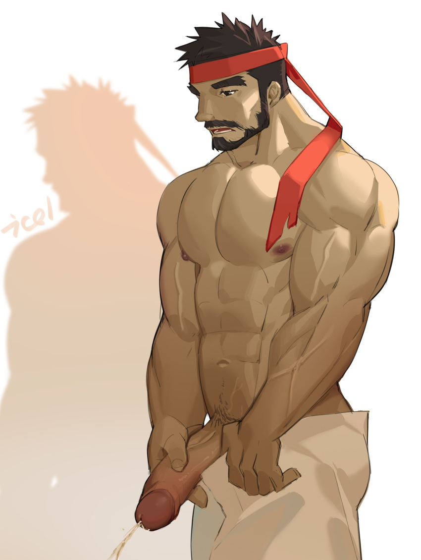 balls bara beard big_penis capcom gay headband icelernd male male_only muscles muscular peeing penis ryu_(street_fighter) solo solo_male street_fighter urinating urinating_male urination urine urine_stream