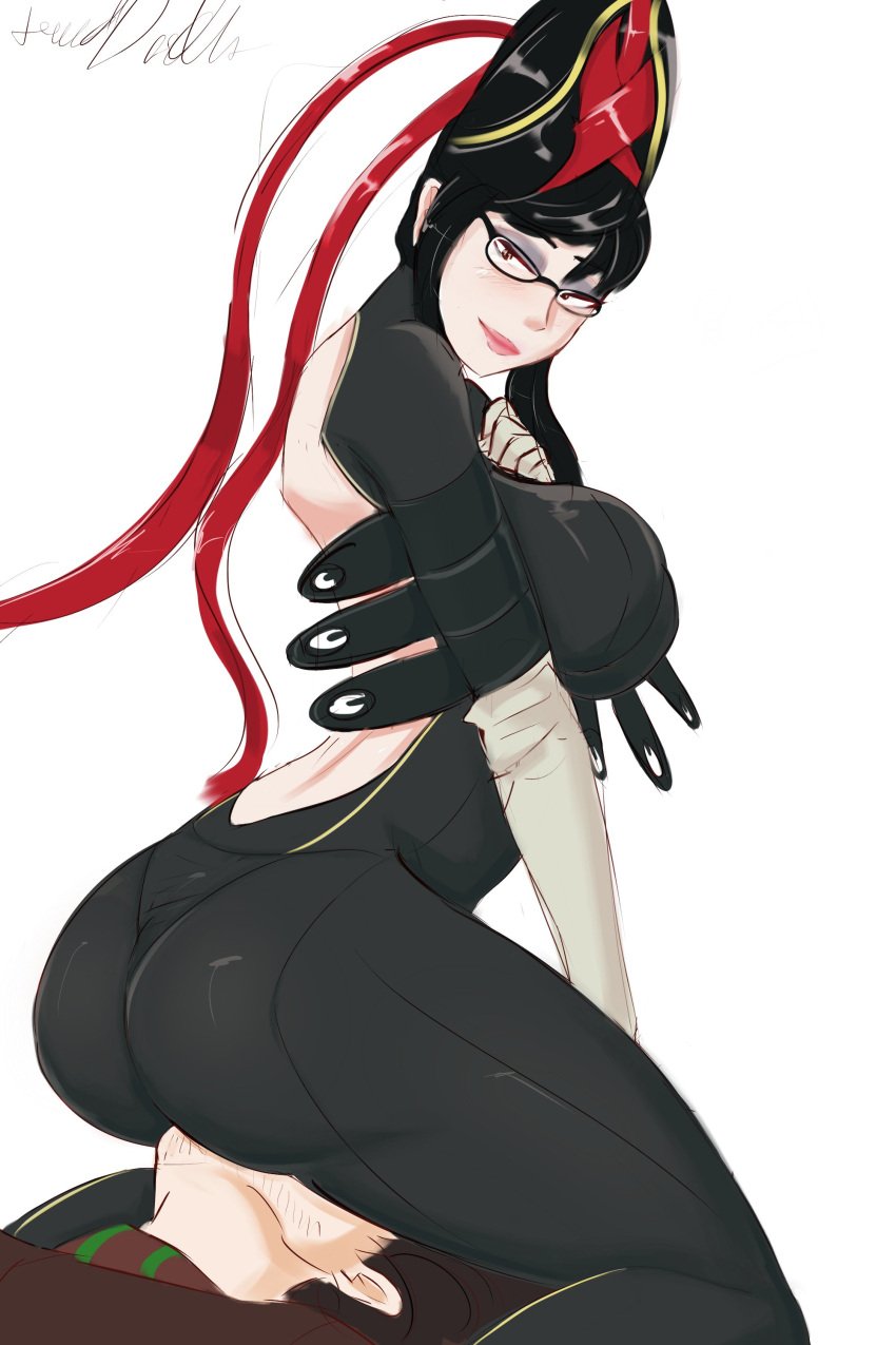 1boy 1boy1girl 1girls artist_name artist_signature ass ass_focus ass_smothering bare_back bayonetta bayonetta_(character) beehive_hairdo big_ass big_breasts big_butt black_hair breasts busty butt_smother curvy exposed_back eyeshadow face_in_ass facesitting fat_ass female female_focus glasses large_ass large_breasts lewddoodler looking_back looking_down makeup male male/female mature mature_female multicolored_hair nintendo platinum_games purple_eyeshadow red_hair sega sideboob simple_background sitting_on_face sitting_on_person smothering straight tagme thick_ass thick_thighs thighs tied_hair two_tone_hair voluptuous white_background