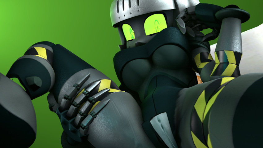 3d breasts green_background green_eyes metallic_body pussy robo-fortune robot robot_catgirl robot_girl sfm skullgirls