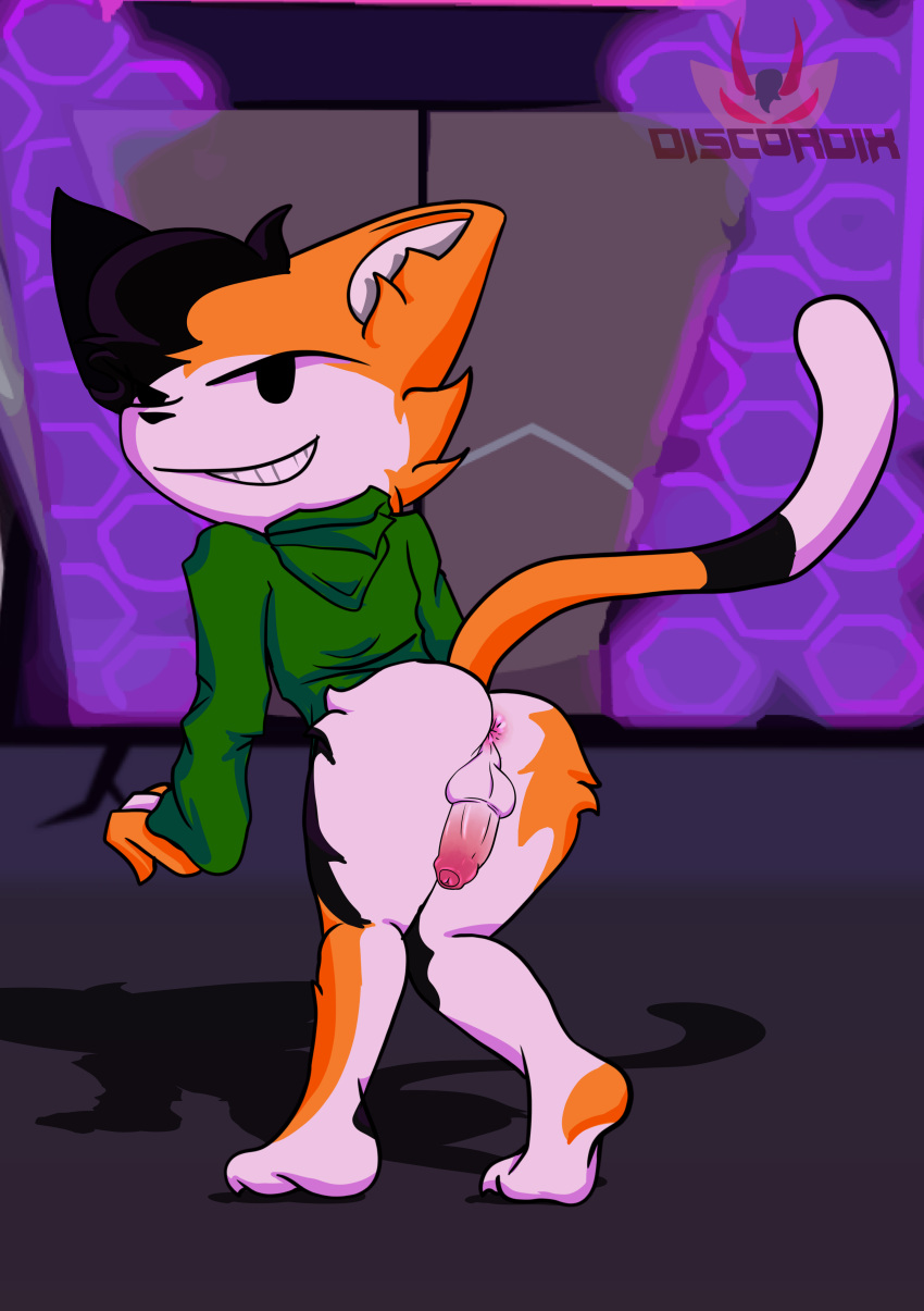 anthro anthro_only cat_boy cat_humanoid catboy cute dick discordix erect_penis erection felid feline friday_night_funkin furry furry_only gay kauan_(fallintegral) male male_only mammal partially_clothed penile penis pose posing spread_ass white_fur