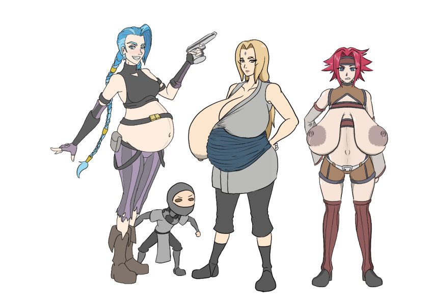 bookman_v clothed code_geass exposed_breasts huge_breasts jinx_(league_of_legends) kallen_stadtfeld league_of_legends lineup milf naruto naruto_(series) naruto_shippuden pregnant sagging_breasts tsunade weird_crossover