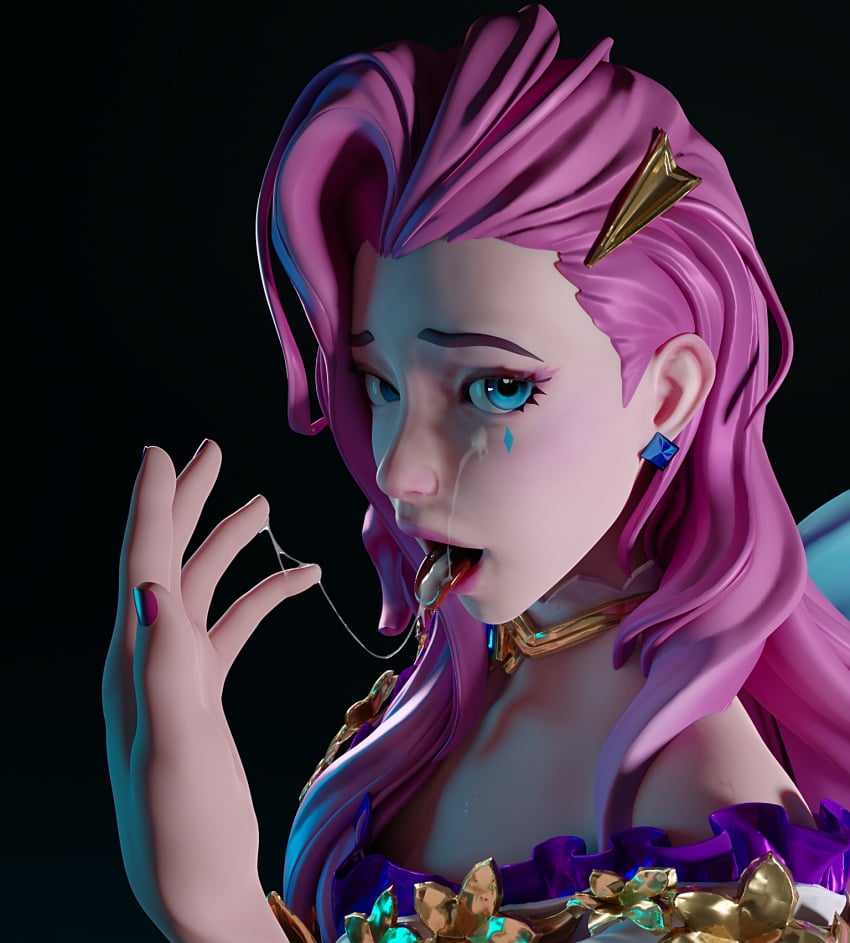 3d blender cumshot cumstring eye_contact female league_of_legends riot_games seraphine_(league_of_legends) tipsynd video_games