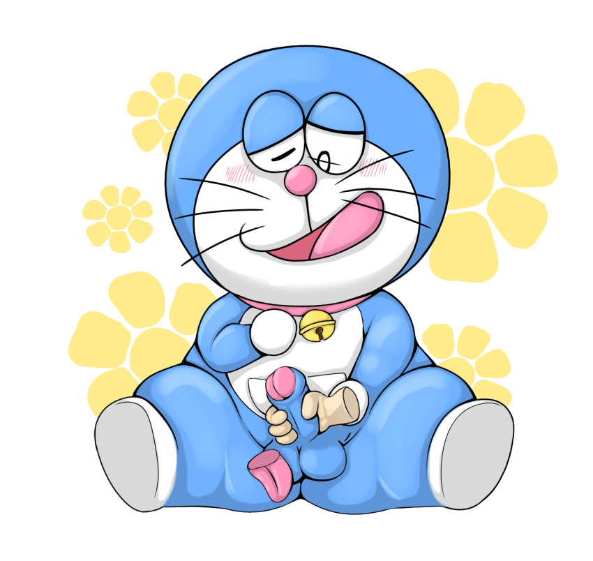 adorable ass ass balls big_ass big_butt blue_body blue_skin blush blush chubby chubby_male cocampplus cocampplus_(artist) cute cute_face doraemon doraemon_(character) feline feline glans handjob jingle_bell licking_balls licking_testicles looking_down male male_only open_mouth overweight overweight_male penis pocket red_collar robot robot_cat smiling solo solo_male testicles whiskers white_feet white_hands