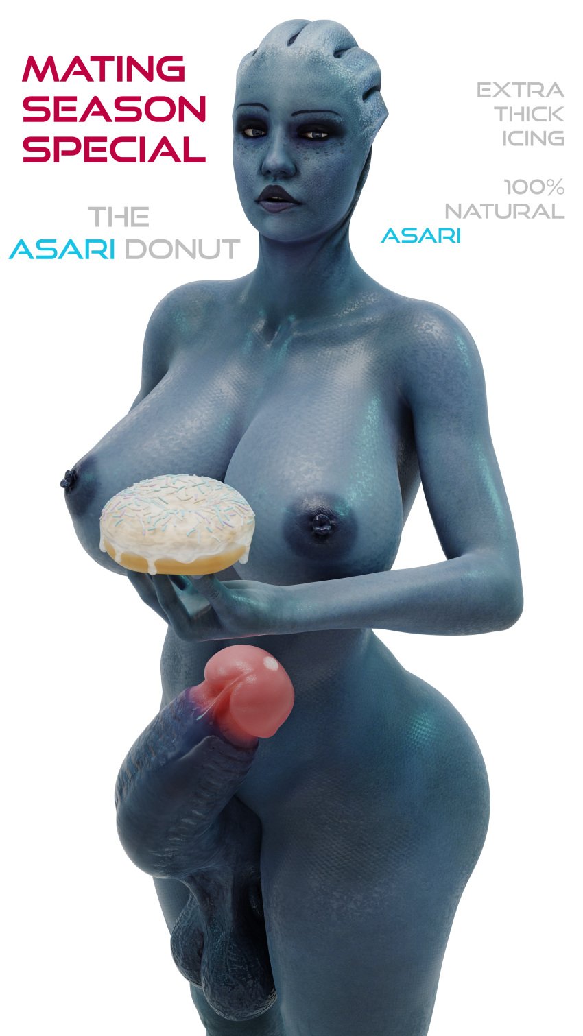 1futa 3d 3d_(artwork) alien asari big_breasts circumcised curvy erection feizaisfm futa_only futanari holding_object huge_balls huge_cock liara_t'soni mass_effect nipples solo solo_futa tagme text