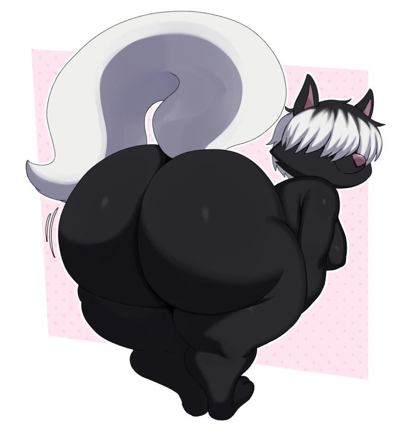 1girls 2022 2022s absurd_res absurdres anthro ass big_ass big_ass_(female) big_butt black_body black_fur breasts butt dreamworks fat_ass fat_butt female female_focus female_only fur furry furry_female hair_over_eyes huge_ass huge_butt looking_at_viewer looking_back mammal mephitid nude over_the_hedge paramount_pictures pink_nose presenting presenting_hindquarters simple_background skunk smile solo sssonic2 stella_(over_the_hedge) tail thick_thighs thighs white_fur white_hair wide_hips