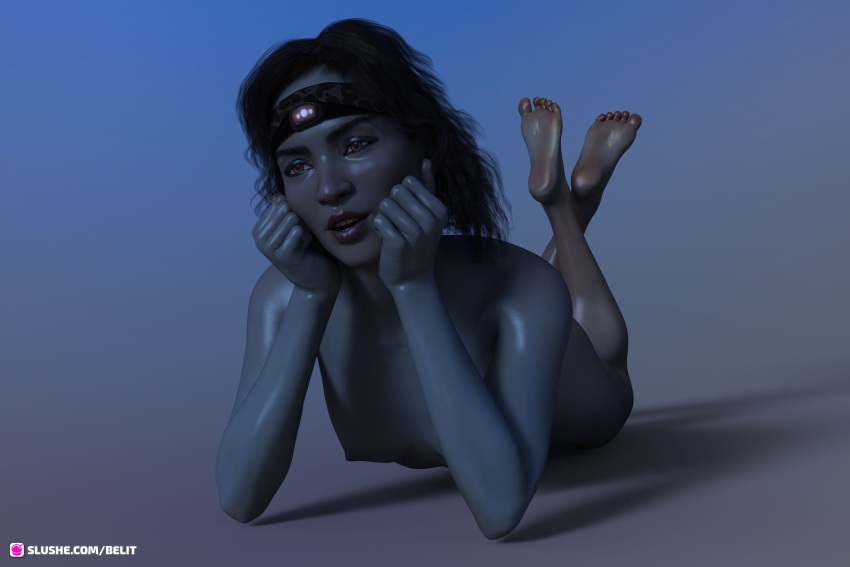 1girls 2022 3d belit black_hair blue_body blue_skin chiss fanart female female_only nude nude_female slushe_(website) small_breasts solo solo_female star_wars