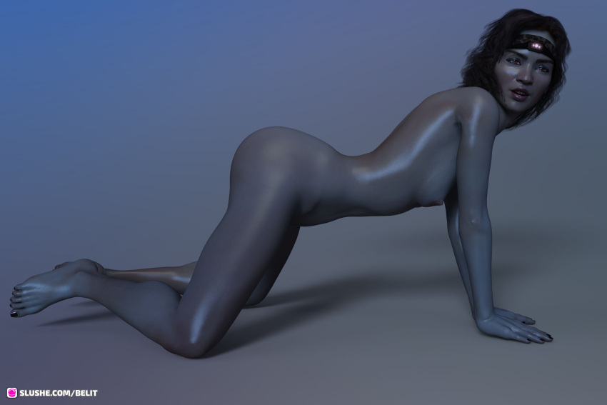 1girls 2022 3d all_fours belit black_hair blue_body blue_skin chiss fanart female female_only nude nude_female on_all_fours original original_character slushe_(website) small_breasts solo solo_female star_wars